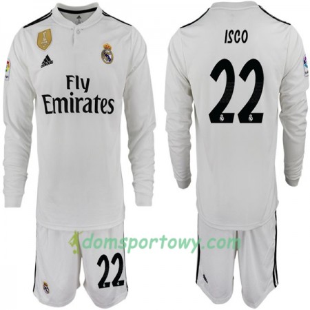 Koszulka Real Madryt ISCO 22 Dziecięcy Domowe Koszulki Piłkarskie 2018-2019 Długi Rękaw